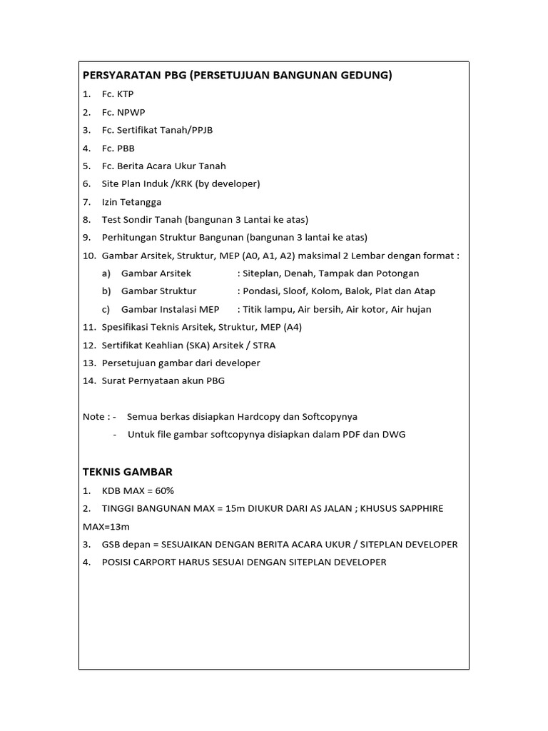 Syarat Pengurusan PBG Gedung | PDF