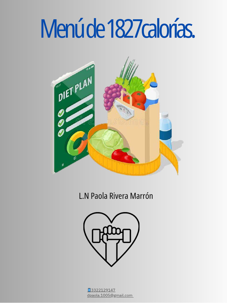 menú-de-1827 kcal : diarias | PDF | Alimentos | Cocina