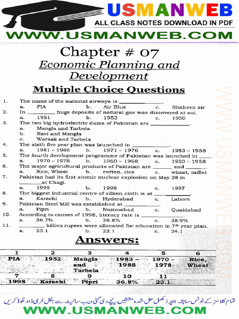 12th Pak Study CH 7 Notes EM | PDF