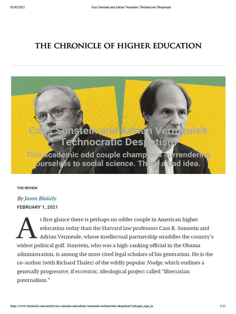 5 Cass Sunstein and Adrian Vermeule's Technocratic Despotism | PDF ...