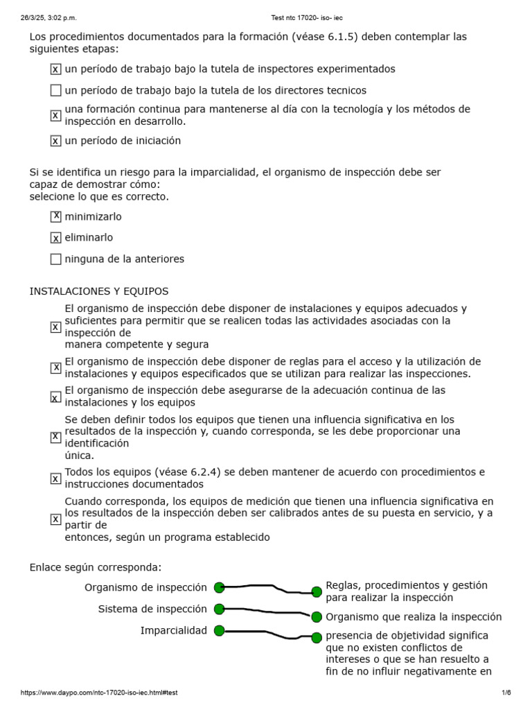 Test NTC 17020 - Iso - Iec | PDF | Auditoría | Organización ...