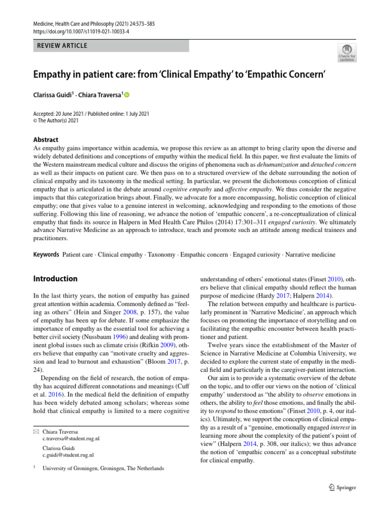 Empathy in Patient Care: A Holistic Approach | PDF | Empathy | Emotions