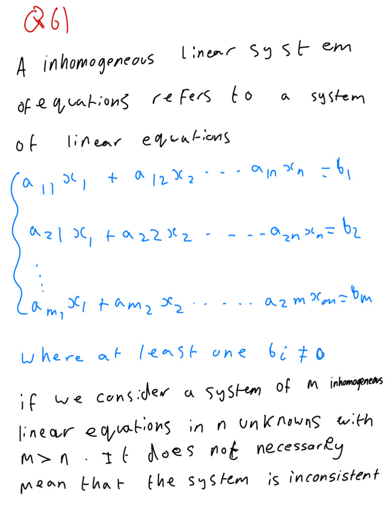 Inhomogeneous Linear Systems Explained | PDF