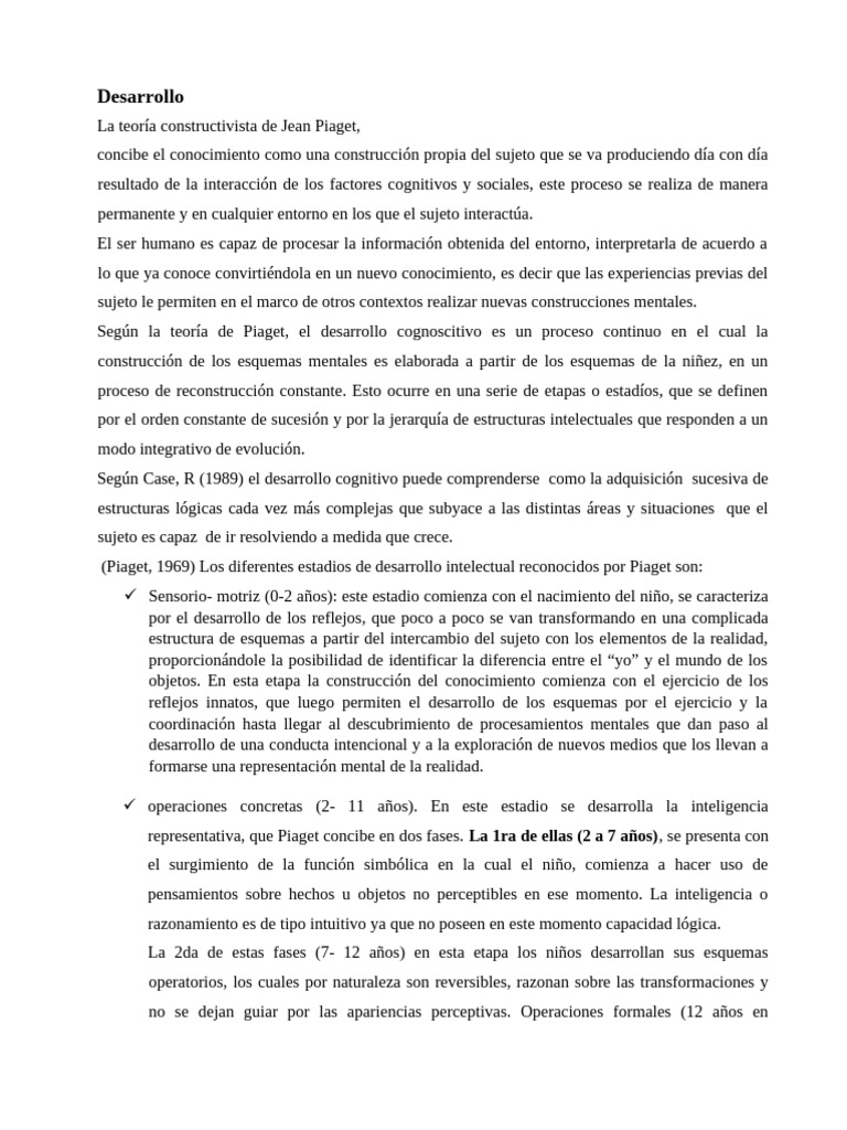 Teoría Constructivista de Piaget | PDF | Constructivismo (filosofía de ...