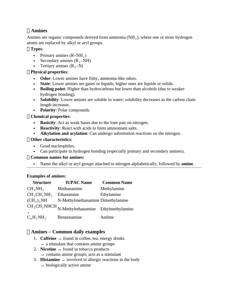Overview of Amines and Amides | PDF | Amide | Amine