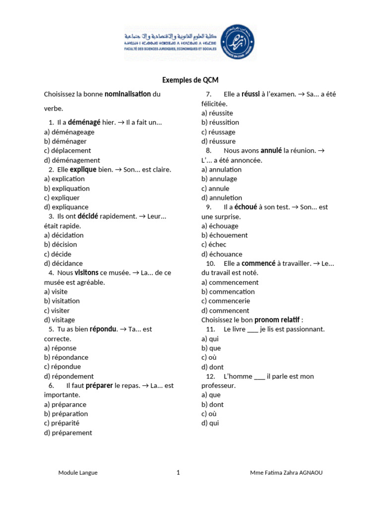 Exemples de QCM en français | PDF | Échecs | Théorie (échecs)