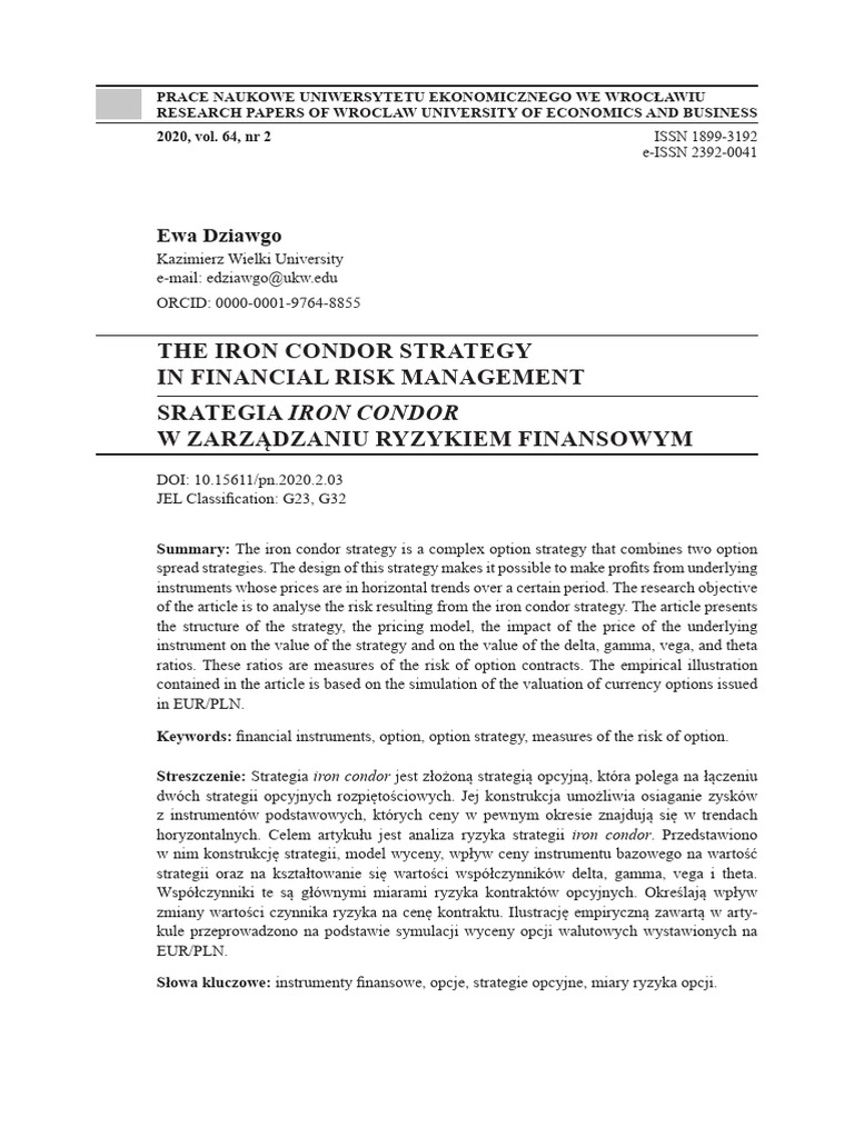 33-44 Dziawgo The Iron Condor Strategy in Financial Risk Management ...