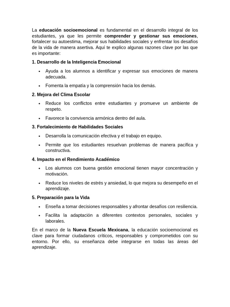Importancia de la Educación Socioemocional | PDF | Las emociones ...
