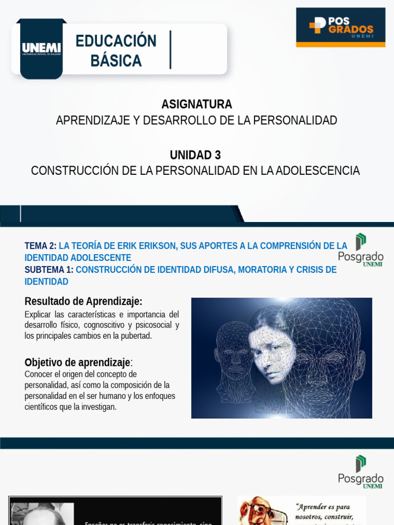 Unidad 3 Tema 2 Subtema 1 Desarrollo de La Personalidad y La Identidad ...