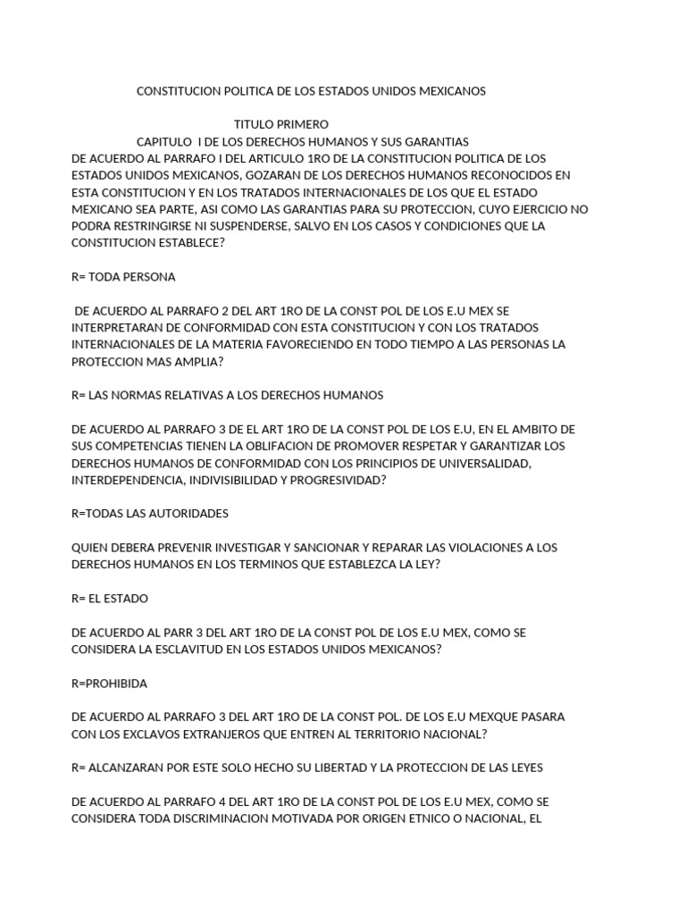 Derechos Humanos en la Constitución Mexicana | PDF | Propiedad | Tortura