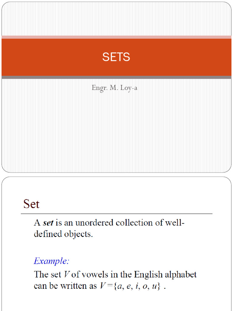 Lecture 1 - SETS | PDF