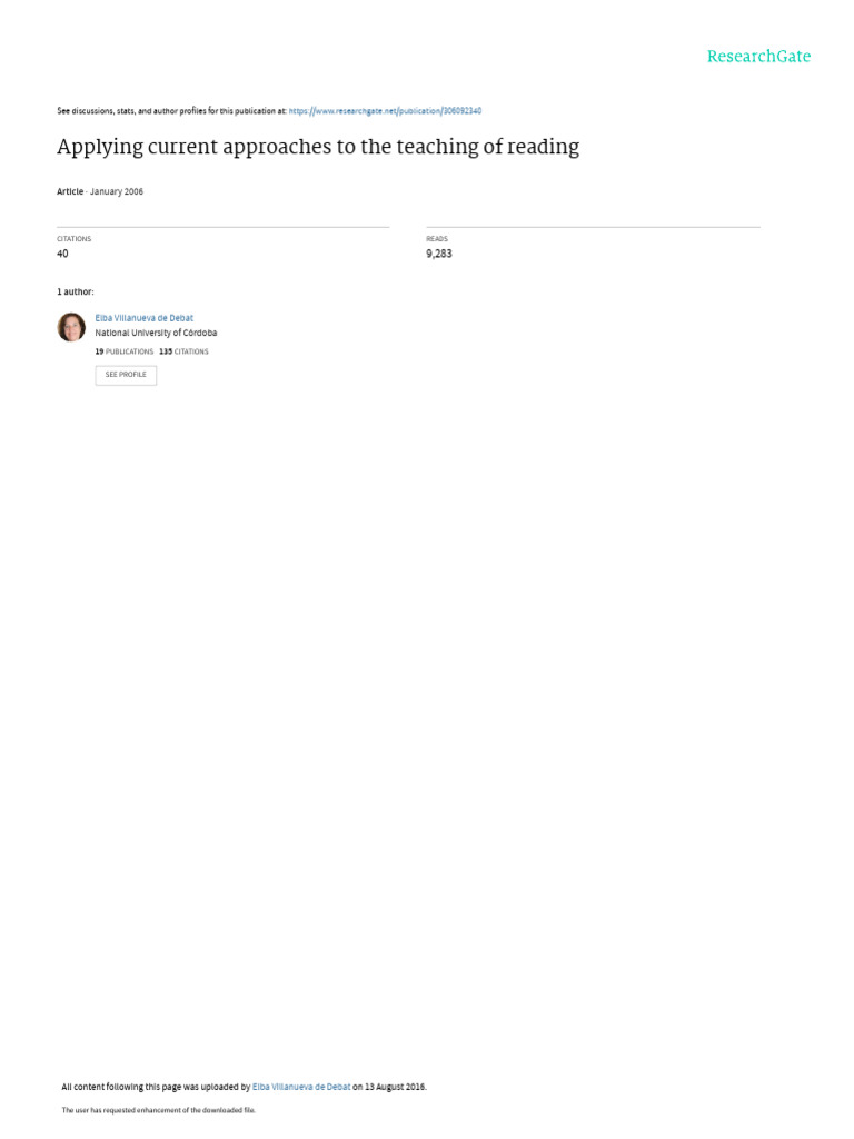 Teaching Reading: Approaches Explained | PDF | Reading Comprehension ...