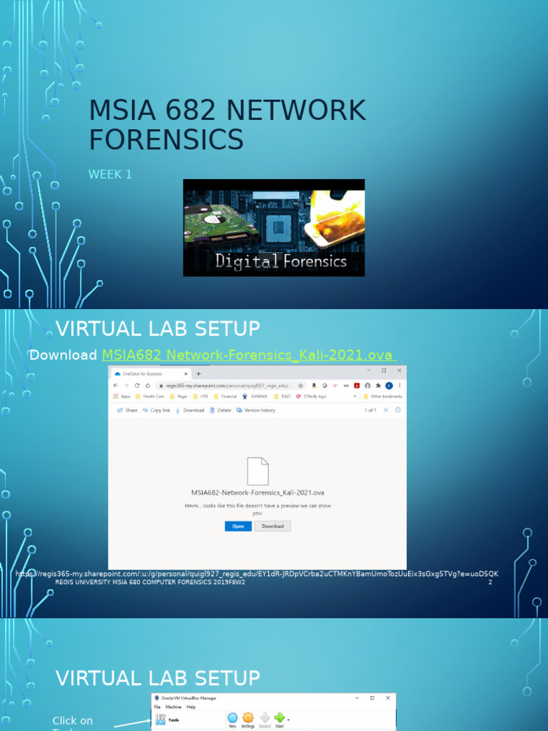 Gallery Detail: Msia 682 Network Forensics Week 1 Lab Setup Kali 2021