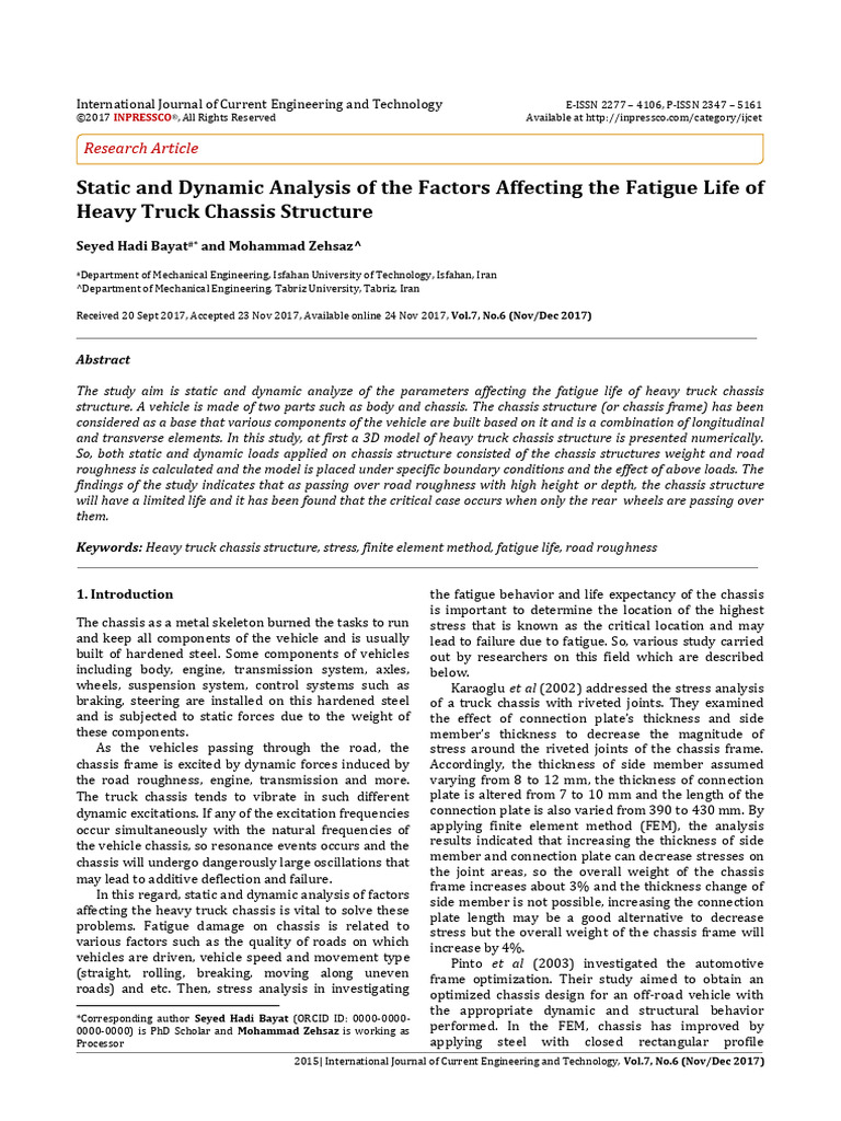 Fatigue Life Analysis of Truck Chassis | PDF | Spectral Density | Fracture
