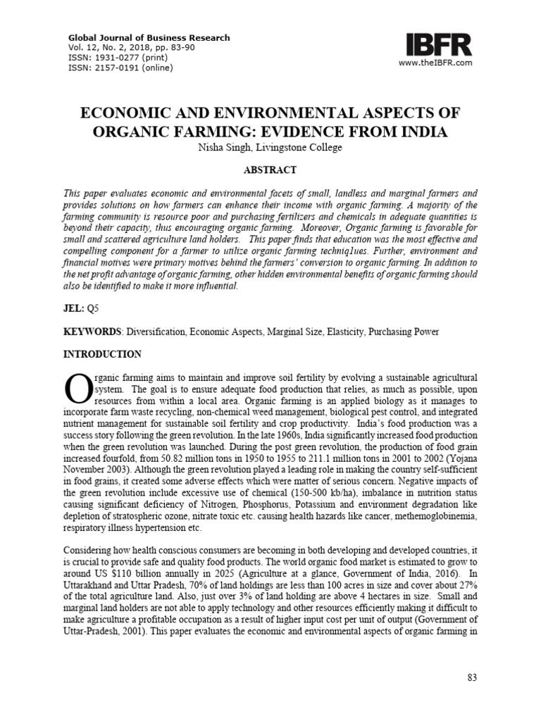 Economic Benefits of Organic Farming in India | PDF | Agriculture ...