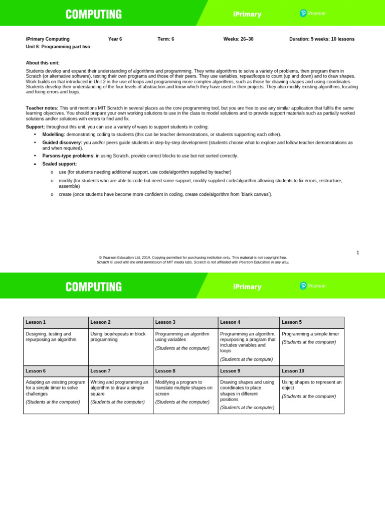 Year 6 Programming: Algorithms & Scratch | PDF | Programming | Computer ...