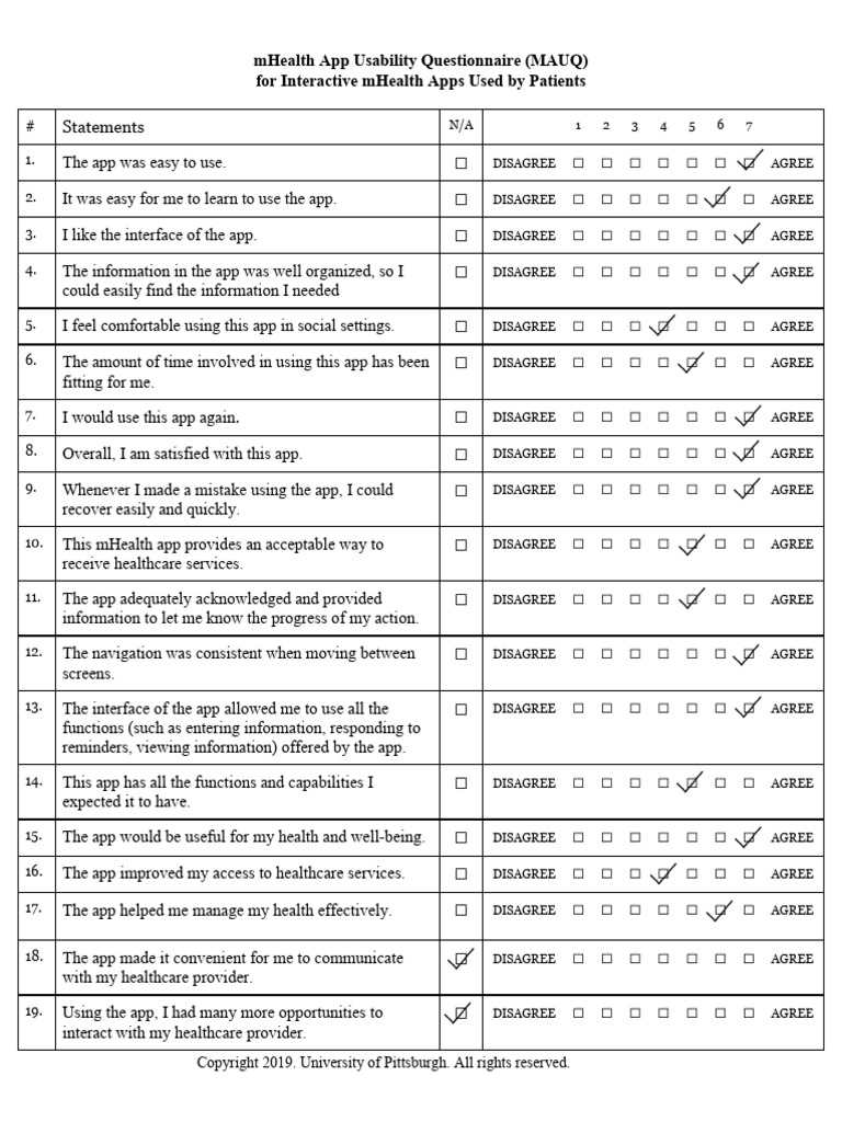 mHealth App Usability Questionnaire | PDF