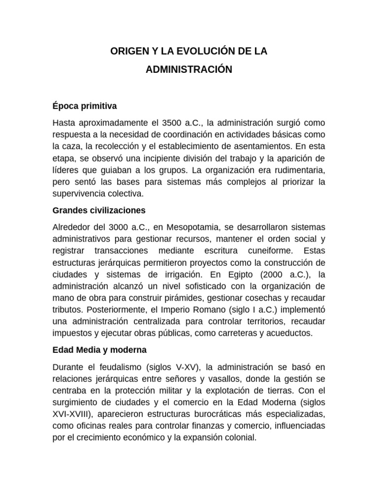 Evolución de la Administración a lo Largo del Tiempo | PDF | Comercio ...