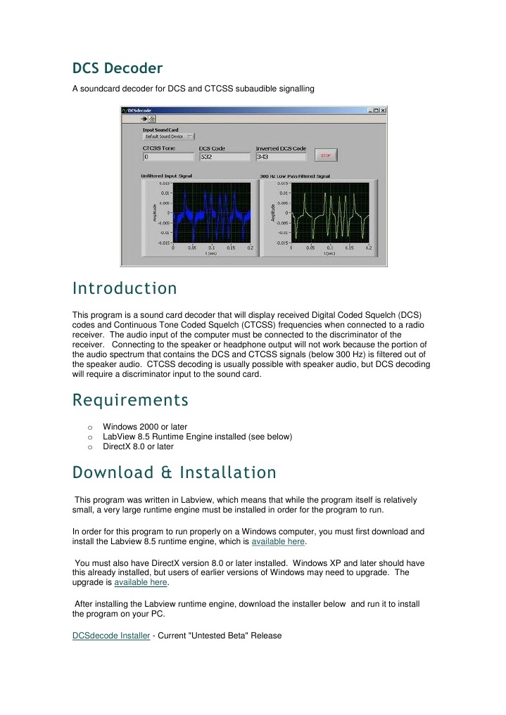 DCS and CTCSS Soundcard Decoder Guide | PDF