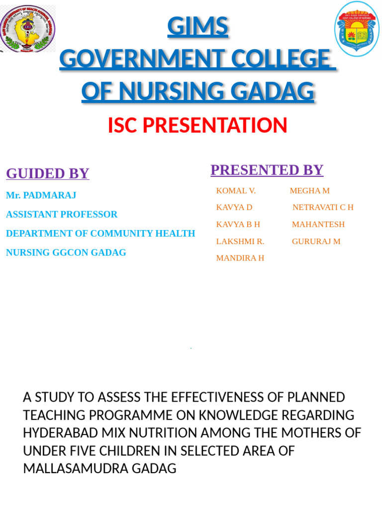 Hyderabad Mix Nutrition Study for Mothers | PDF | Sampling (Statistics ...