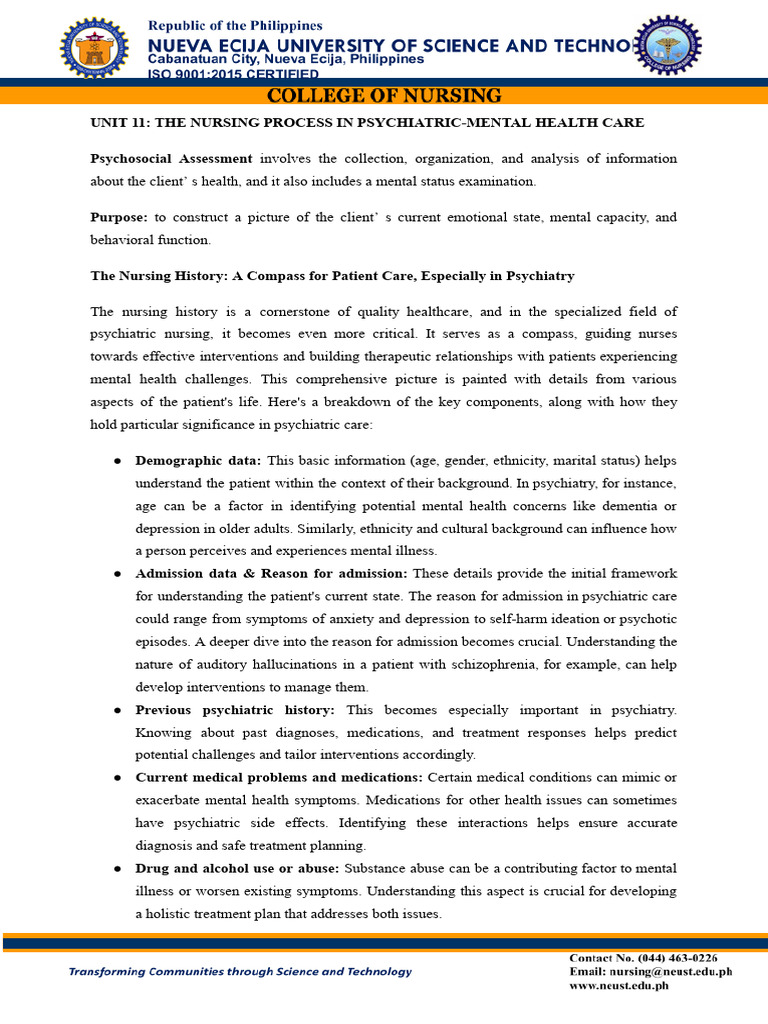 Nursing Process in Psychiatric Care | PDF | Mental Health | Mental Disorder