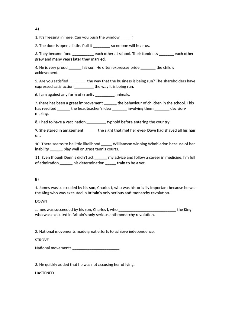 Prepositions Ex. Level C2 | PDF