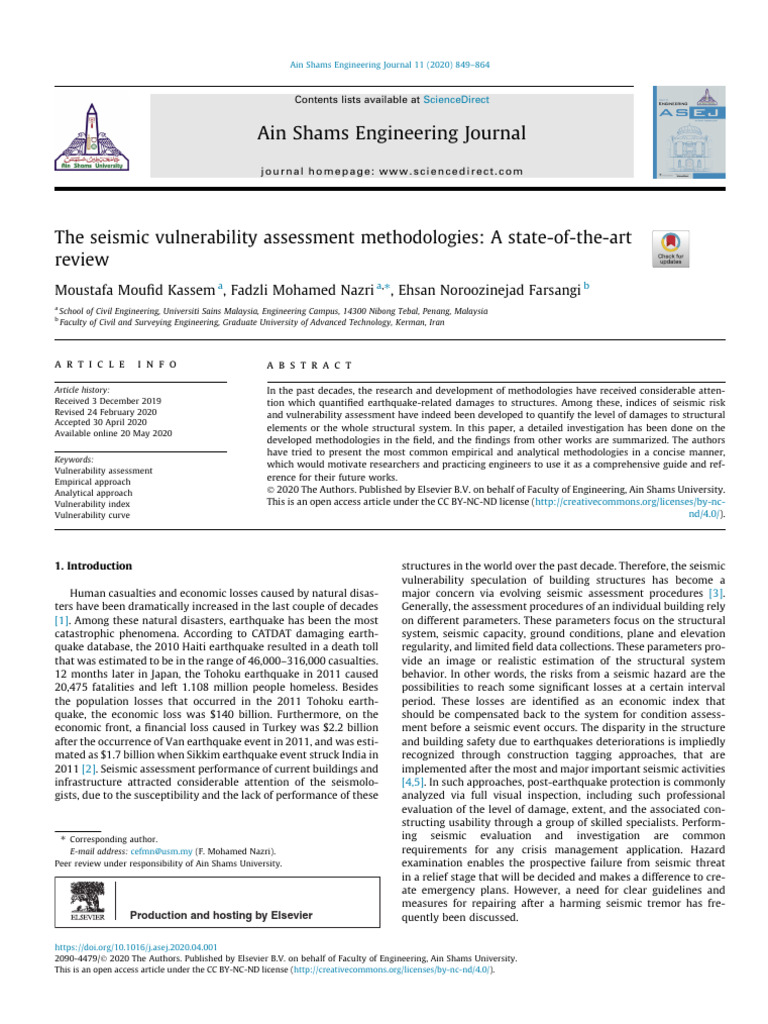 Seismic Vulnerability Assessment Methods | PDF | Earthquakes | Seismology