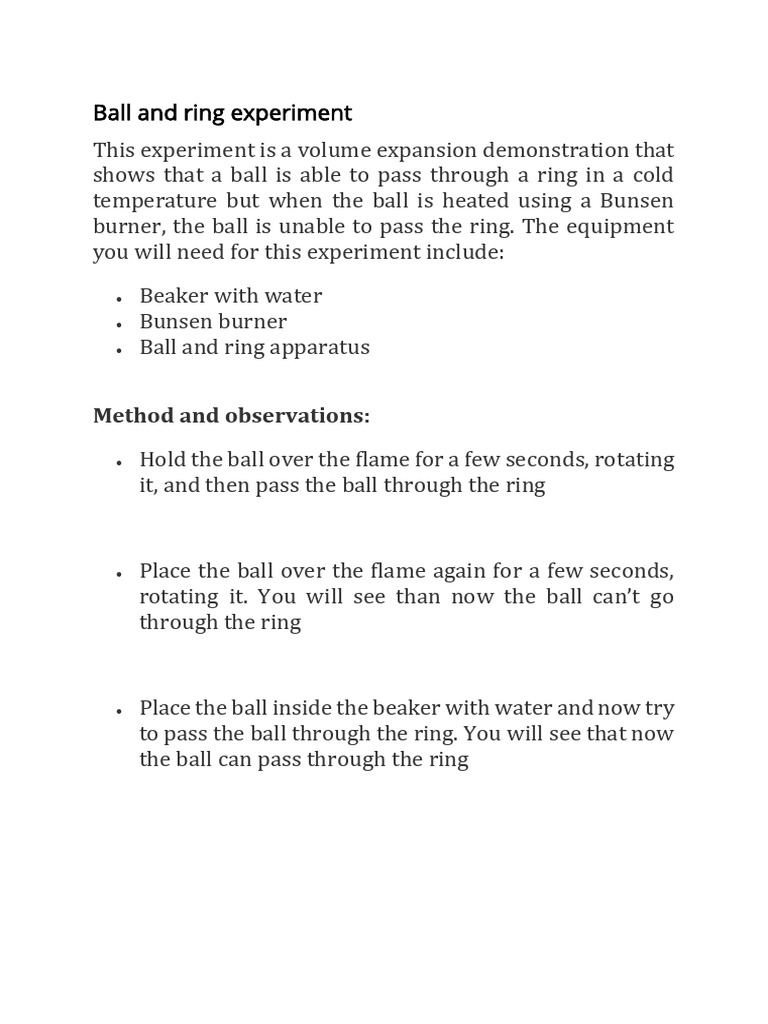 Thermal Expansion: Ball and Ring Experiment | PDF
