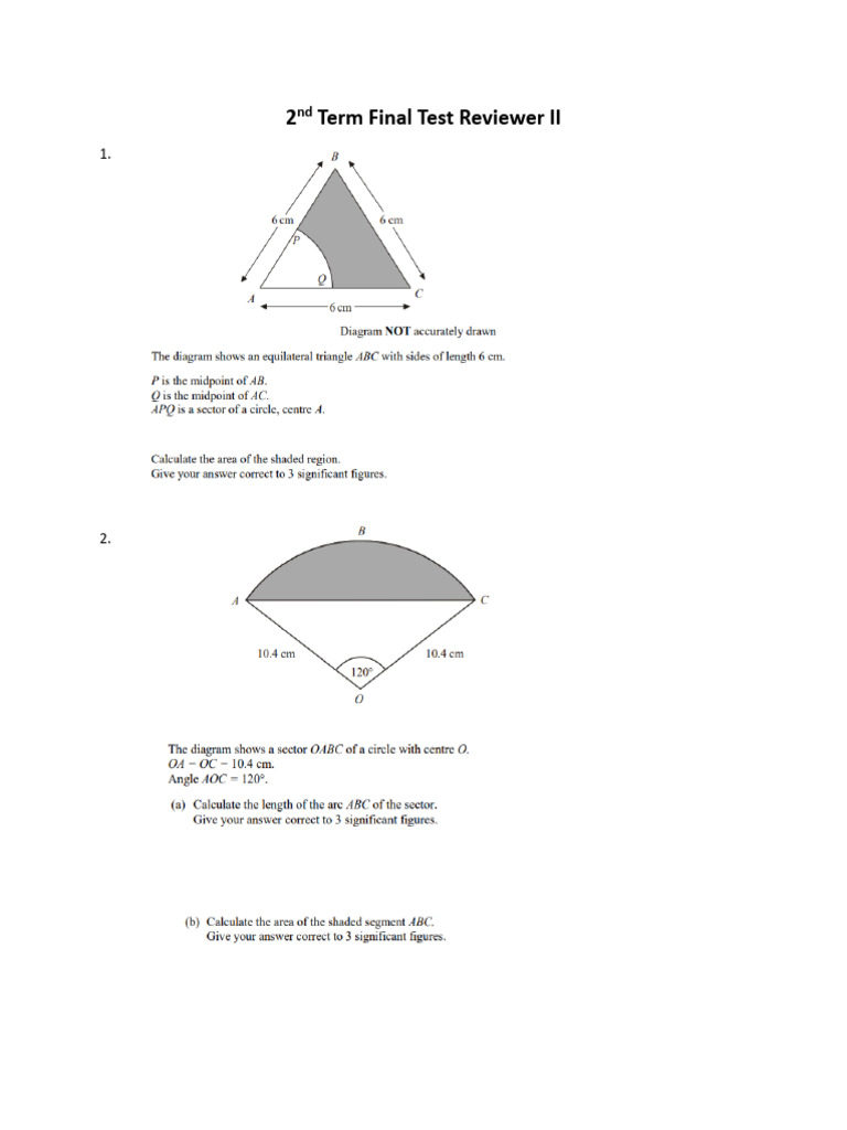 2nd Term Final Test Reviewer Math | PDF