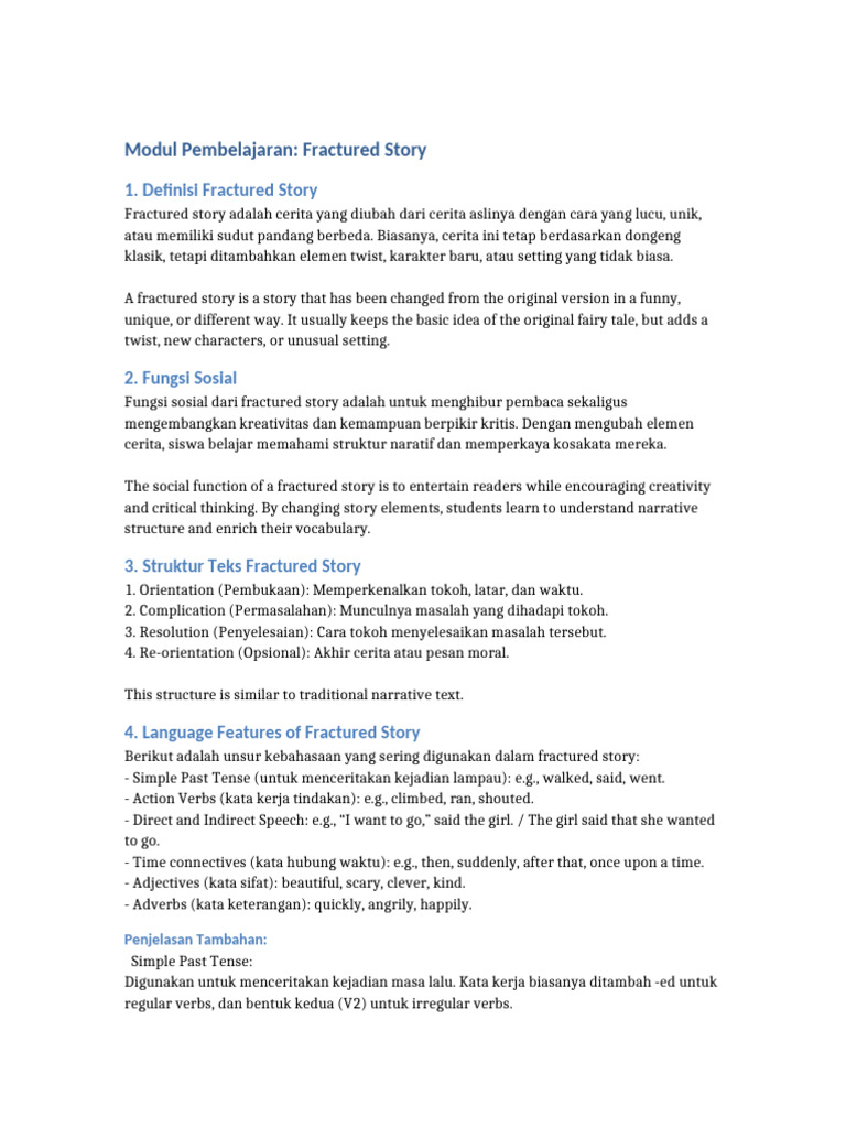 Modul_Fractured_Story_Lengkap | PDF | Verb | Grammar