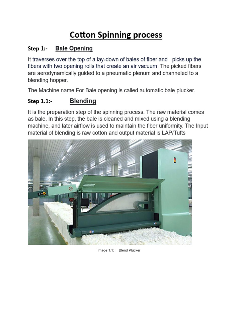 Cotton Spinning Process | PDF | Yarn | Spinning (Textiles)