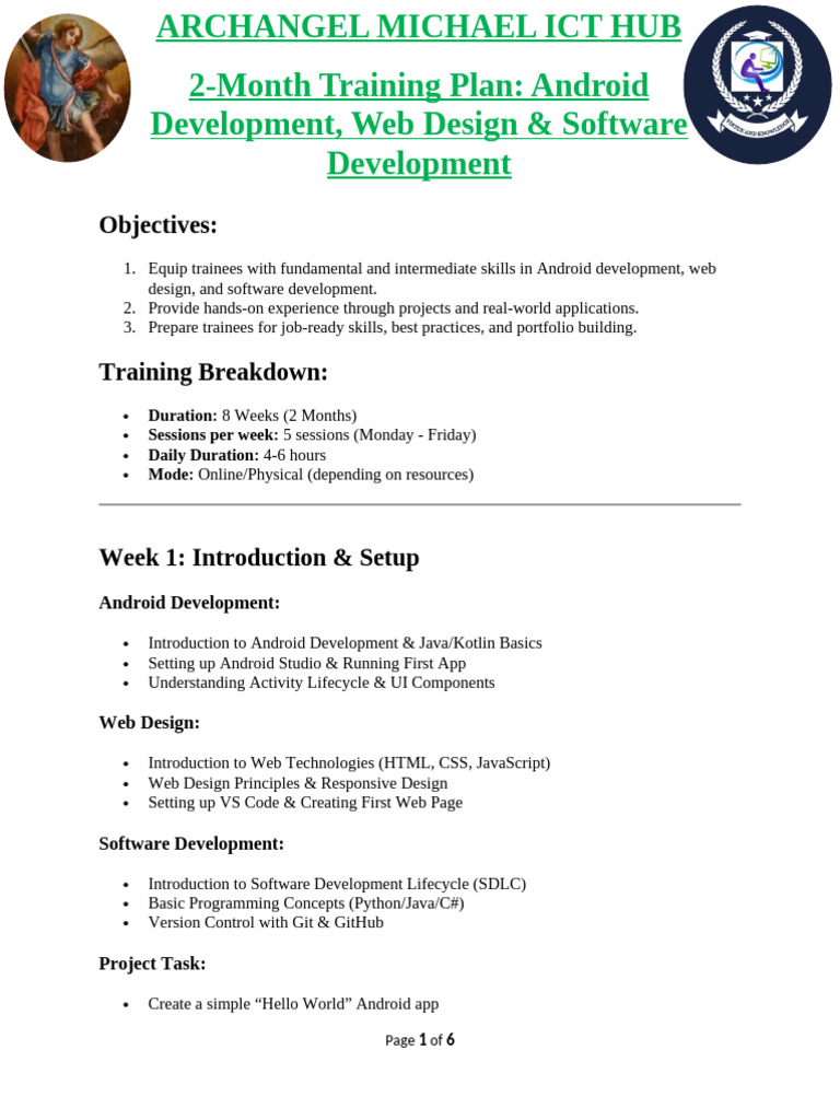 8-Week Android & Web Development Course | PDF | Mobile App | Web Design