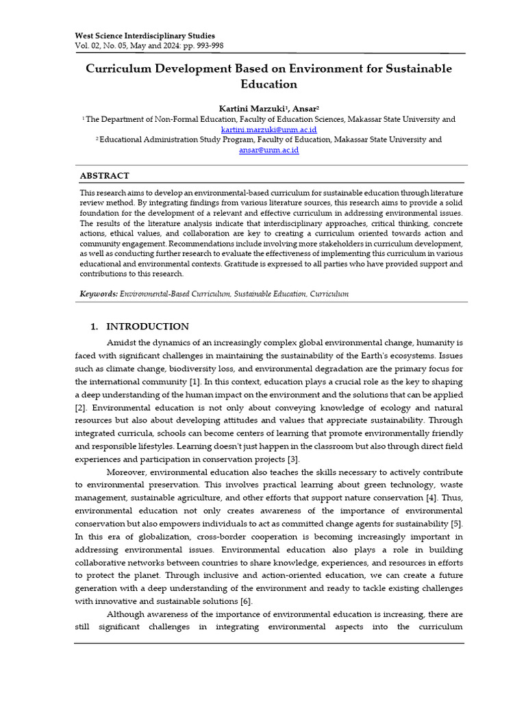Environmental Curriculum for Sustainability | PDF | Sustainability ...