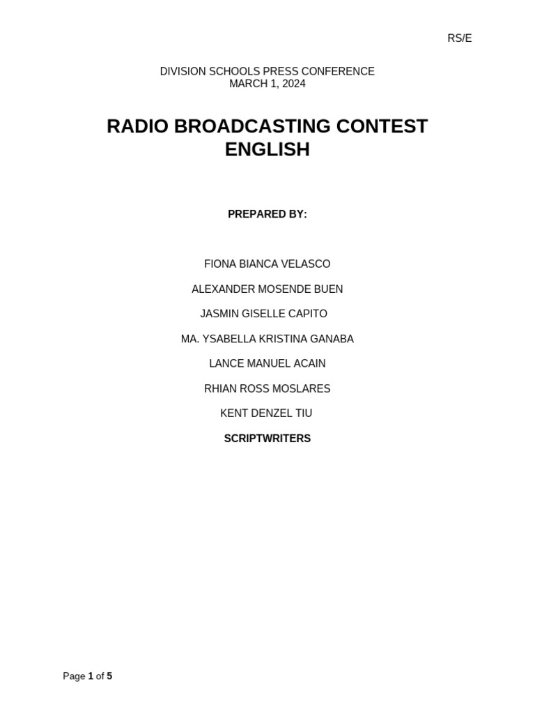Division Schools Press Conference 2024 | PDF | Radio | Information And ...