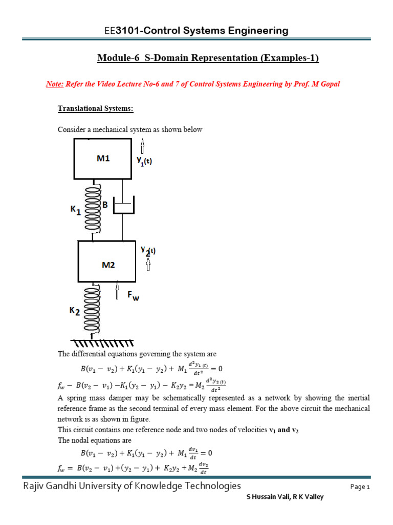 S-Domain Representation in Control Systems | PDF | Laplace Transform ...