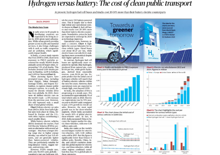 Hydrogen Vs Battery - The Cost of Public Transport | PDF