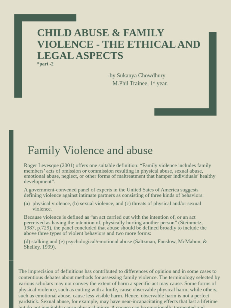 Ethical and Legal Aspects of Family Violence | PDF | Domestic Violence ...