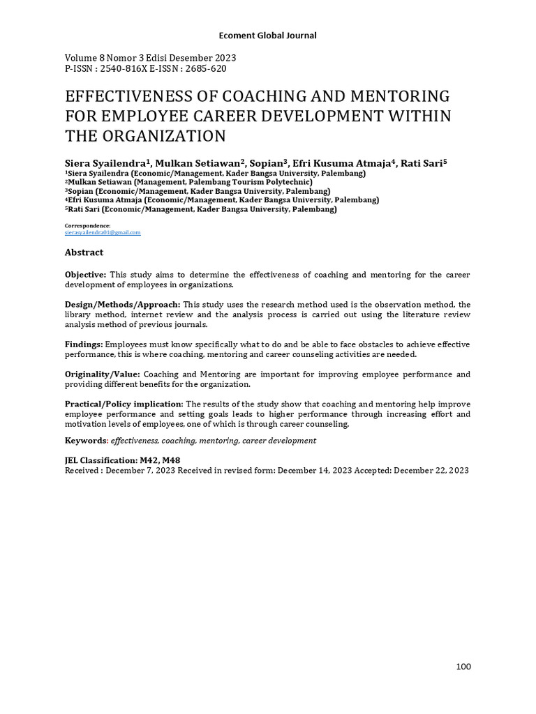 Coaching and Mentoring for Career Growth | PDF | Mentorship | Leadership