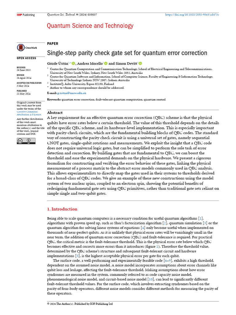 SSPC Gate Set for Quantum Error Correction | PDF | Quantum Computing ...