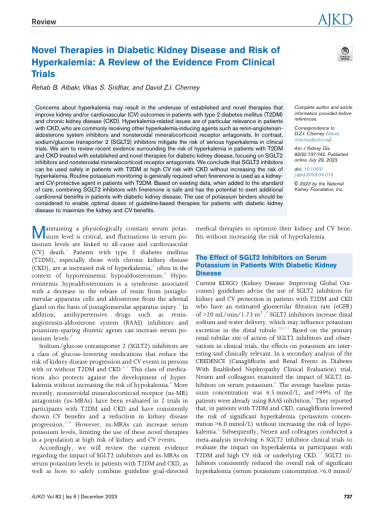 SGLT2 Inhibitors and Hyperkalemia Risks | PDF | Chronic Kidney Disease ...