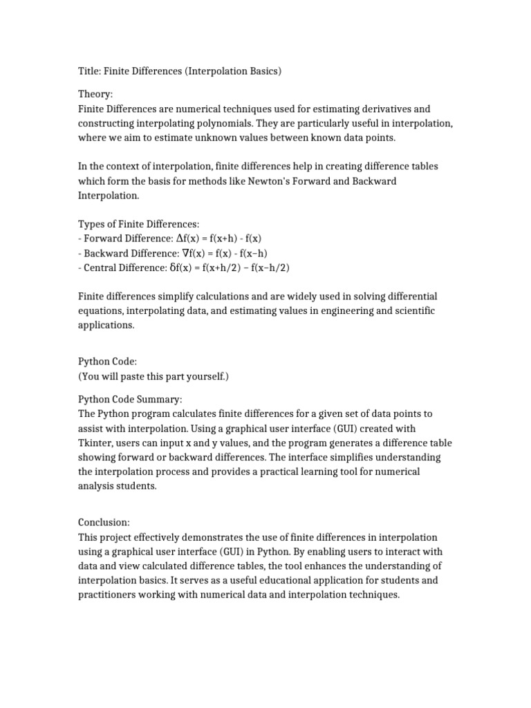 Finite Differences Case Study | PDF