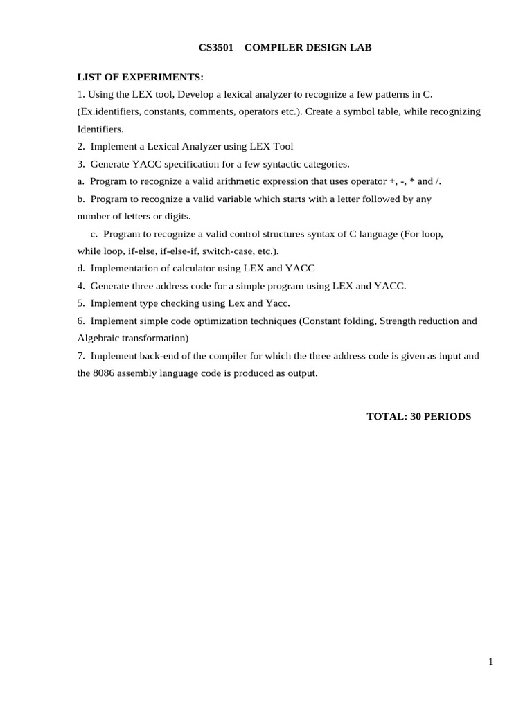Compiler Design Lab Experiments in C | PDF | Parsing | Computer Programming