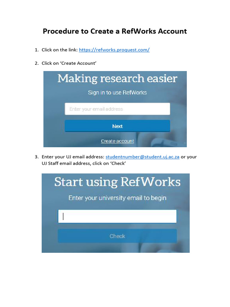 Create Ref Works Account | PDF