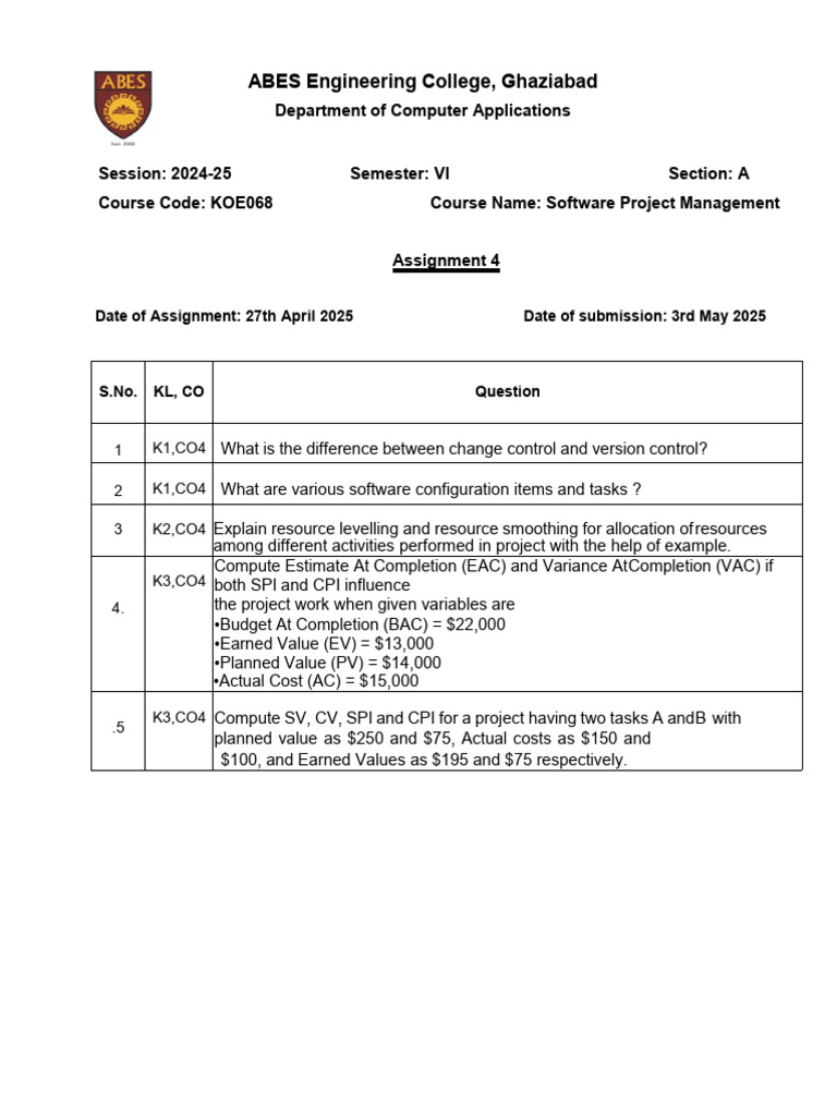 Assignment 4: Software Project Management | PDF