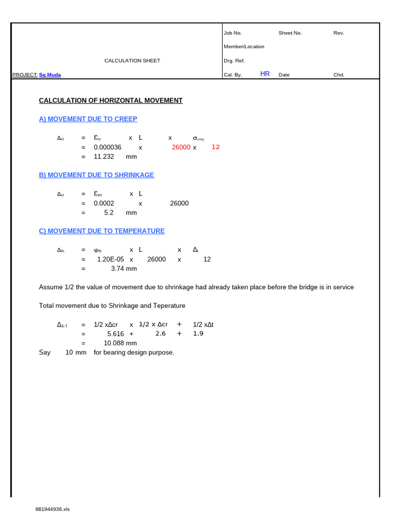 Horizontal Movement Calculations | PDF