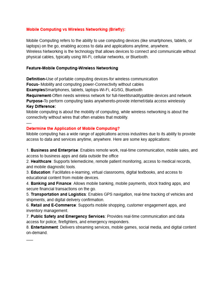 Mobile Computing vs Wireless Networking | PDF | Computer Network ...