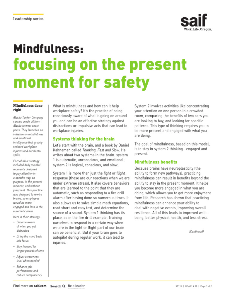 S1113 Mindfulness-Encouraging The Present Moment For Safety | PDF