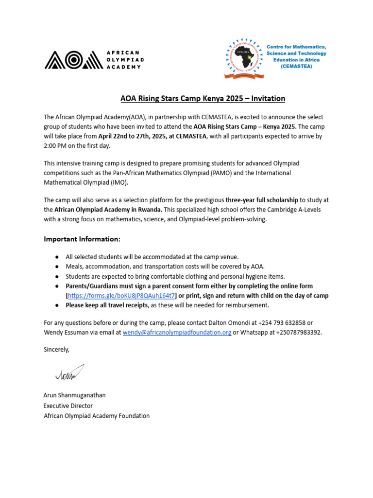 Invited Students - Rising Stars Math Camp Kenya | PDF | Schools ...