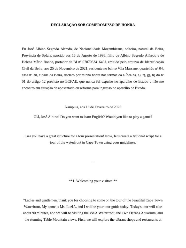Declaração de Compromisso de Honra | PDF