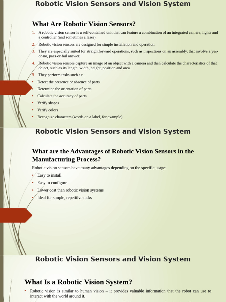 Robotic Vision Sensors and Vision System | PDF | Computer Vision | Robotics